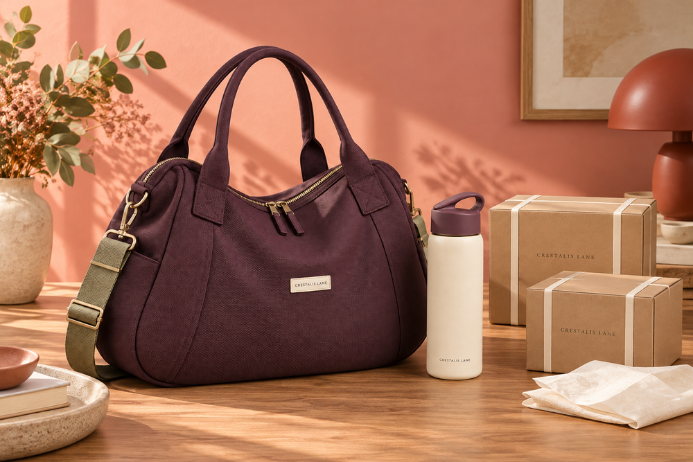 Illustrative lifestyle products and branded packaging