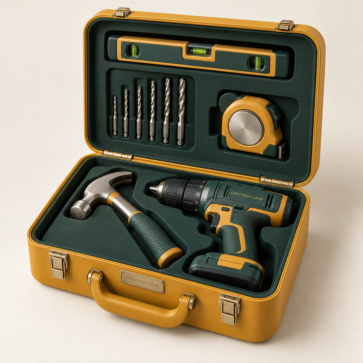 Ochre and green home tool set