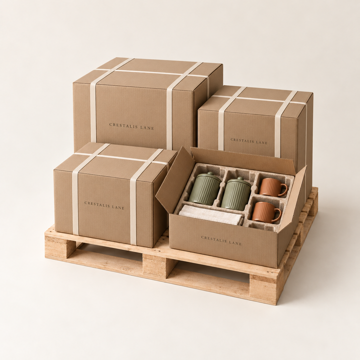 Prepared home-goods shipment in branded packaging